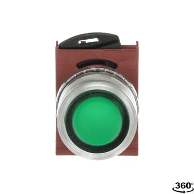 Cabezal pulsador iluminado verdo con cuerpo y tuerca