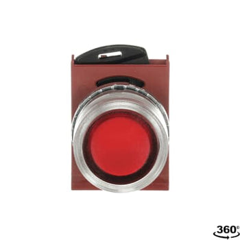 Cabezal pulsador iluminado rojo con cuerpo y tuerca