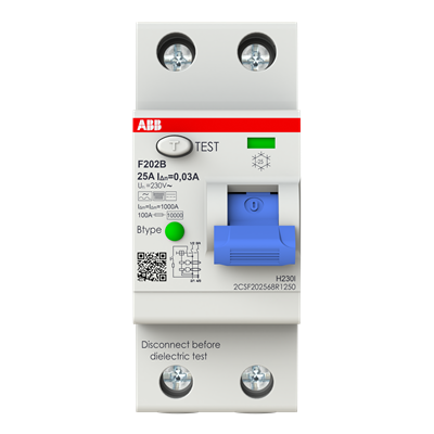 Int. Diferencial F202B-25/0,03, Tipo B 2P 25A 30mA
