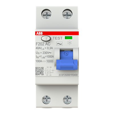 Int. Diferencial F202 AC-40/0,3, Tipo AC 2P 40A 300mA