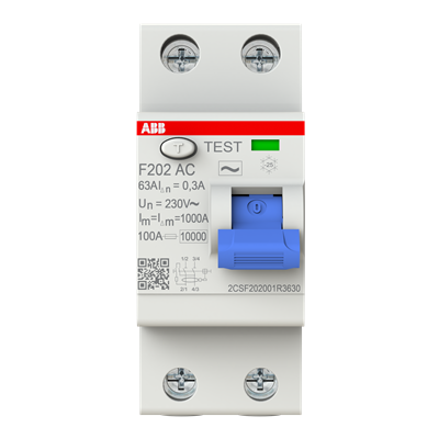 Int. Diferencial F202 AC-63/0,3, Tipo AC 2P 63A 300mA