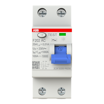 Int. Diferencial F200 Tipo AC 2P 25A 10mA