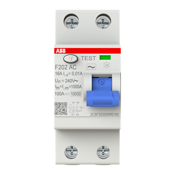 Interruptor Diferencial F202AC-16/0,01, Tipo AC 2P 16A 10mA