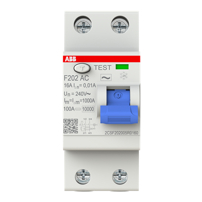 Int. Diferencial F202AC-16/0,01, Tipo AC 2P 16A 10mA