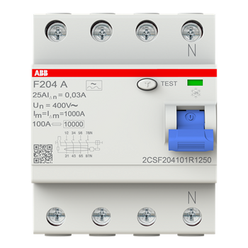 Interruptor Diferencial F204 A-25/0,03, Tipo A 4P 25A 30mA