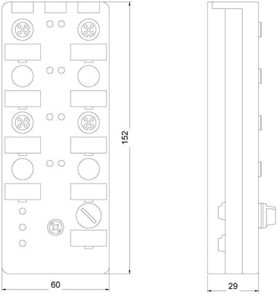 Módulo compacto AS-i K60 digital 2 DI/2 DQ, IP67 2 x 1 entrada, máx. 200 mA 2 x 1 salida, 2 A, 24 V