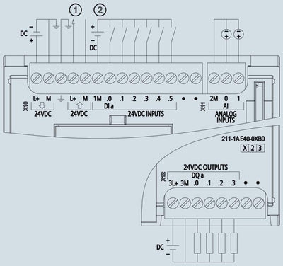 S7-1200, CPU 1211C, 6DI/4DO/2AI - DC/DC/DC