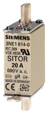 Fusibles NH, Clase gS, Tamaño 000, hasta 690V AC/ 250V DC, corriente nominal 25A