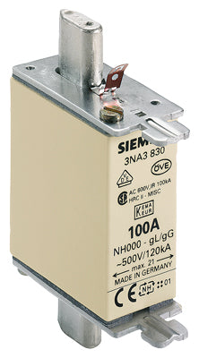 Fusibles NH, Clase gG, Tamaño 000, hasta 500V AC/ 250V DC, corriente nominal 100A