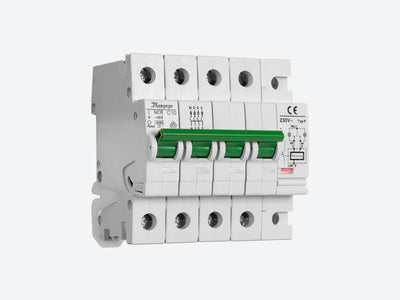 MCB.P C-3p+N-32A, Disyuntor motorizado para protección magnetotérmica y diferencial con reconexión por diferencial, 4 polos