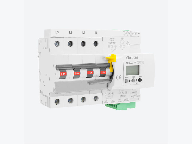 RECmax-CVM 4P D4-32, Relé diferencial reconectador con magnetotérmico, 4 polos curva D y analizador de redes con transformadores incluidos