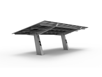 PVS2-R, Marquesina fotovoltaica con integración de RVE, inversor y protecciones en la propia estructura.