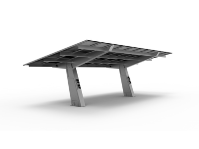 PVS2-R, Marquesina fotovoltaica con integración de RVE, inversor y protecciones en la propia estructura.