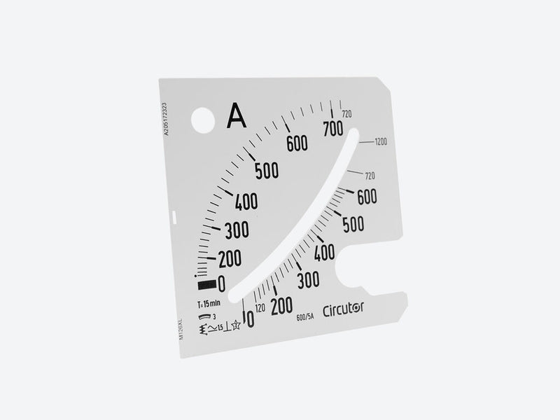 SEMC96 400 /5A, Escala intercambiable para amperímetro maxímetro EMC96, panel 96x96