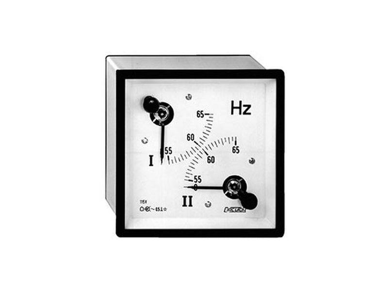 2HC144 45-55Hz, Frecuencímetro doble de aguja 90º, panel 144x144