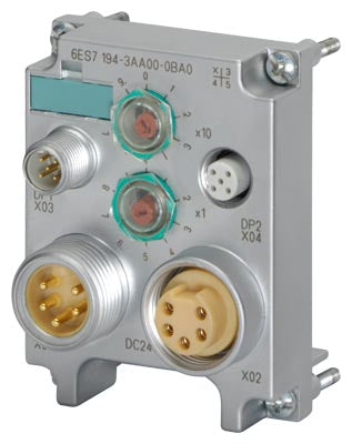 SIMATIC DP, bloque de conexión M12, 7/8" para ET 200ECO, 2 x M12 y 2 x 7/8", 2 selectores de codific