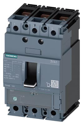 Interruptor automático 3VA1 IEC Frame 160 Clase de poder de corte H Icu=70kA @ 415V 3 polos, In=160 A