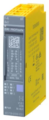 Safety ET 200SP, F-AI 4xU 0..10V HF, entradas analógicas de seguridad, hasta PL e (ISO 13849), hasta SIL 3 (IEC 61508)